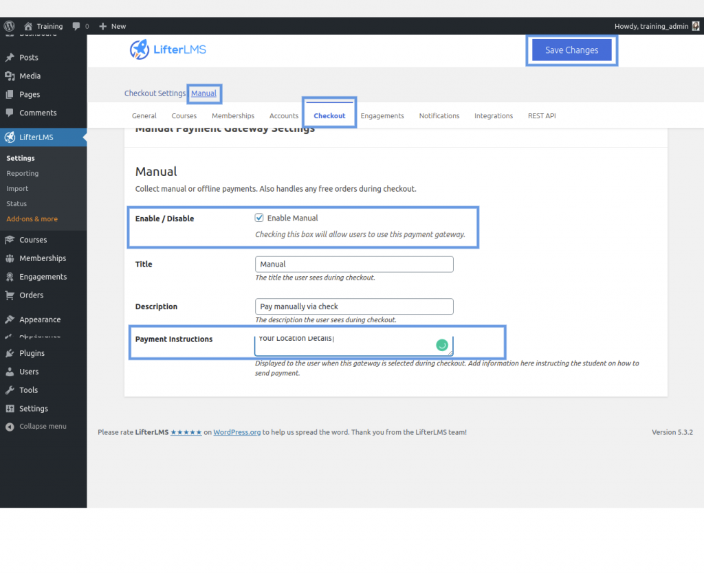 Setting Up Manual Payment In LifterLMS