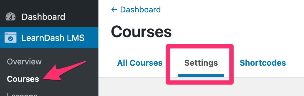 learndash course settings navigation LearnDash Course Categories